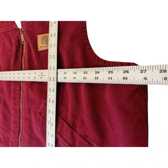 Carhartt V13 CRI Crimson Red Duck Vest Grey Sherpa Lining Workwear Rare 2XL USA - Picture 10 of 10